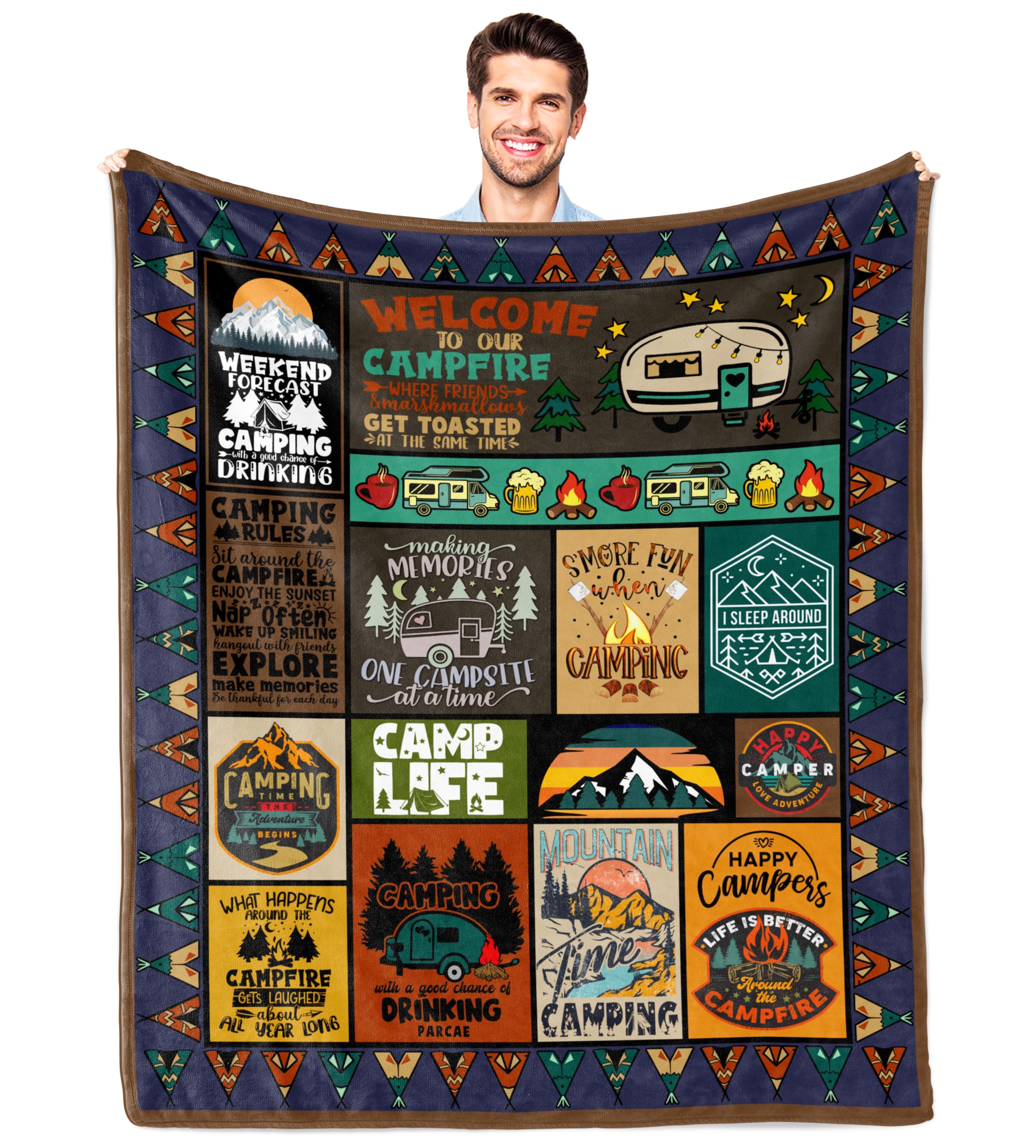 Parcae Camper van Gifts for Women, Gifts for Campervan Owners, Campervan Gift, Camping Gift for Men/Women, Camping Gift Camper Outdoor Blanket 150X130CM