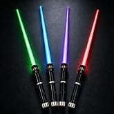 FlashyU 4 Pack Light Up Saber for Kids, LED Toy Cosplay Halloween Gift | USB Rechargeable, Costume Play Swords for Kids, Birthday Christmas Party Favors Supplies, Space War, for Boys Teens Ages 4+