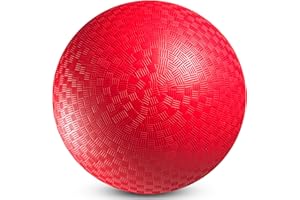 BEDWINA PlayBolt Dodgeball Playground Ball - 8.5 Inch (1-Pack) Red Rubber Bouncy Inflatable Balls, w/Air Pump, for Kids & Adults, Indoor & Outdoor Games, Kickballs, Four Square, Handball and More