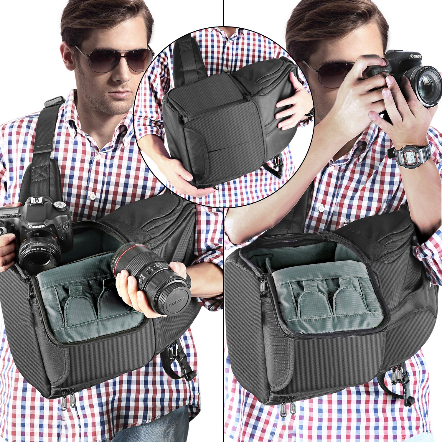 Neewer Camera Sling Backpack Case 9.8x7.9x16.9 Inches/24