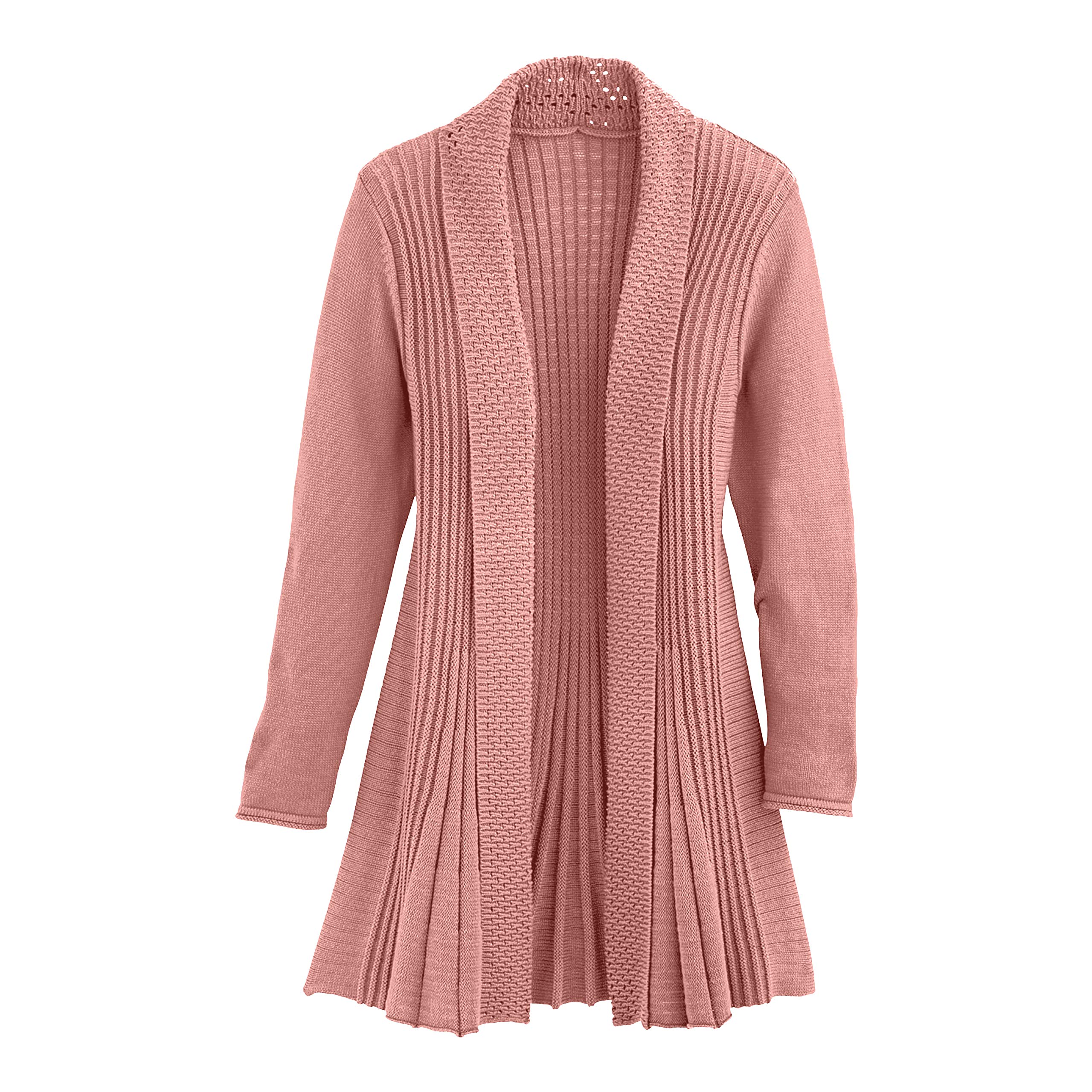 Cardigans for Women Long Sleeve Midweight Swingy Knit Cardigan Sweater W/Pocket-Dusty Mauve (3X)