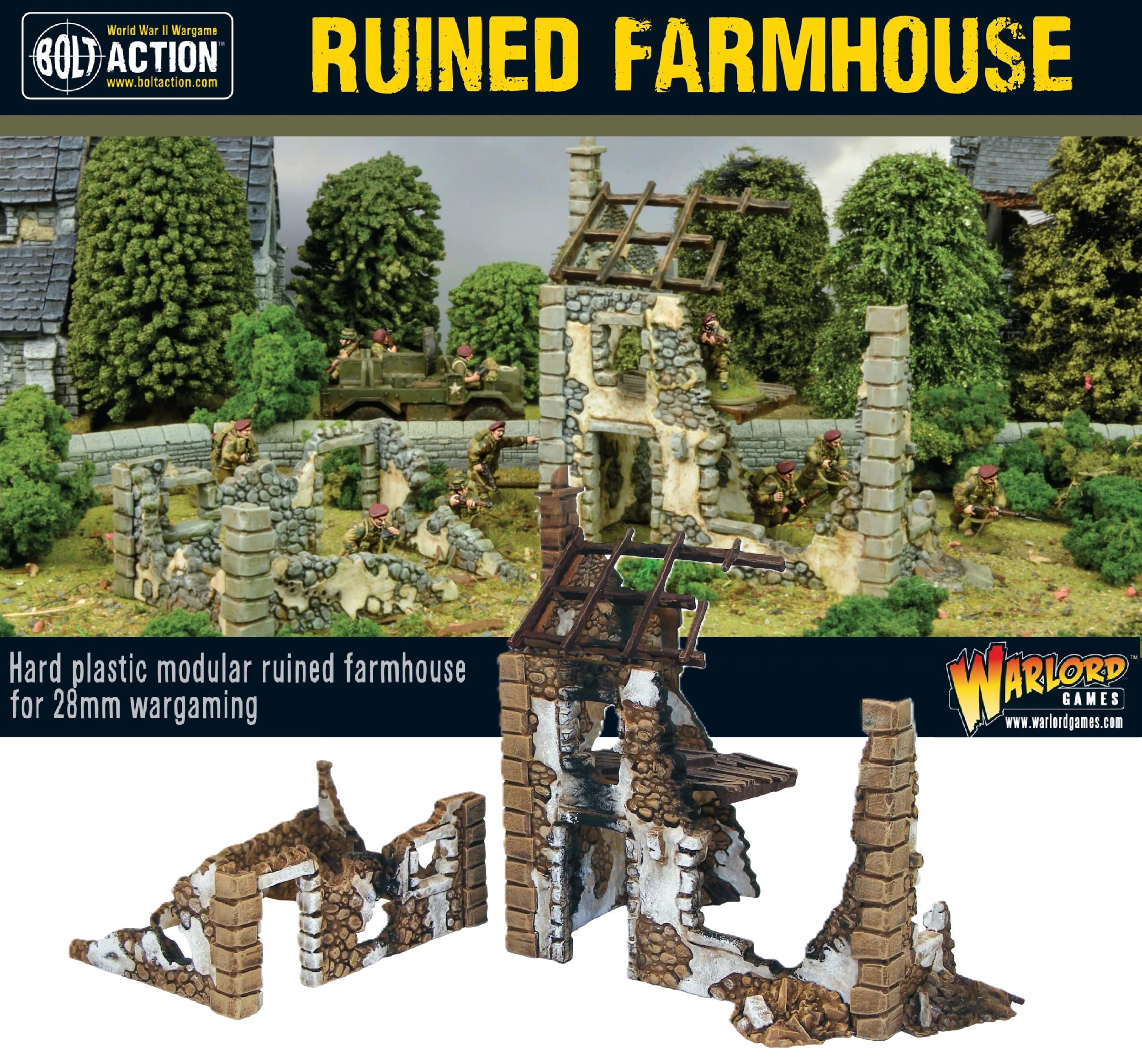 Warlord Games Ruined Farmhouse 1/56 Tabletop Model Scenery for Bolt Action