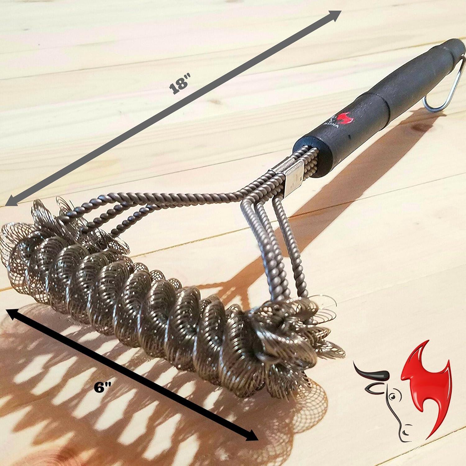 Kona Safe/Clean Grill Brush - Bristle Free BBQ Grill Brush - 100% Rust Resistant Stainless Steel Barbecue Cleaner - Safe For Porcelain, Ceramic, Steel, Cast Iron - Great Grilling Accessories Gift : Garden & Outdoor