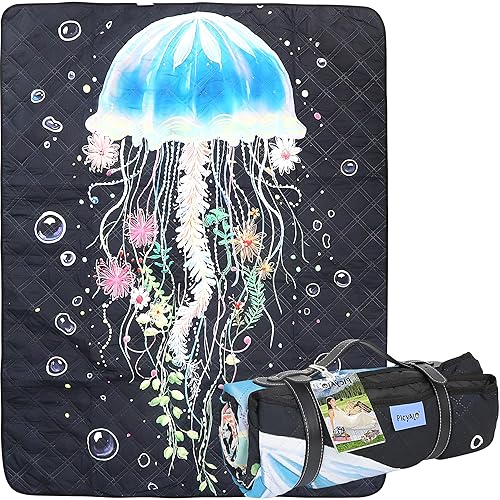 Waterproof Picnic Blankets Thick Outdoor Picnic Mat Portable Foldable Picnic Blanket with Carry Strap for Beach Mat Park Blanket for Grass Park, Hiking, Travel