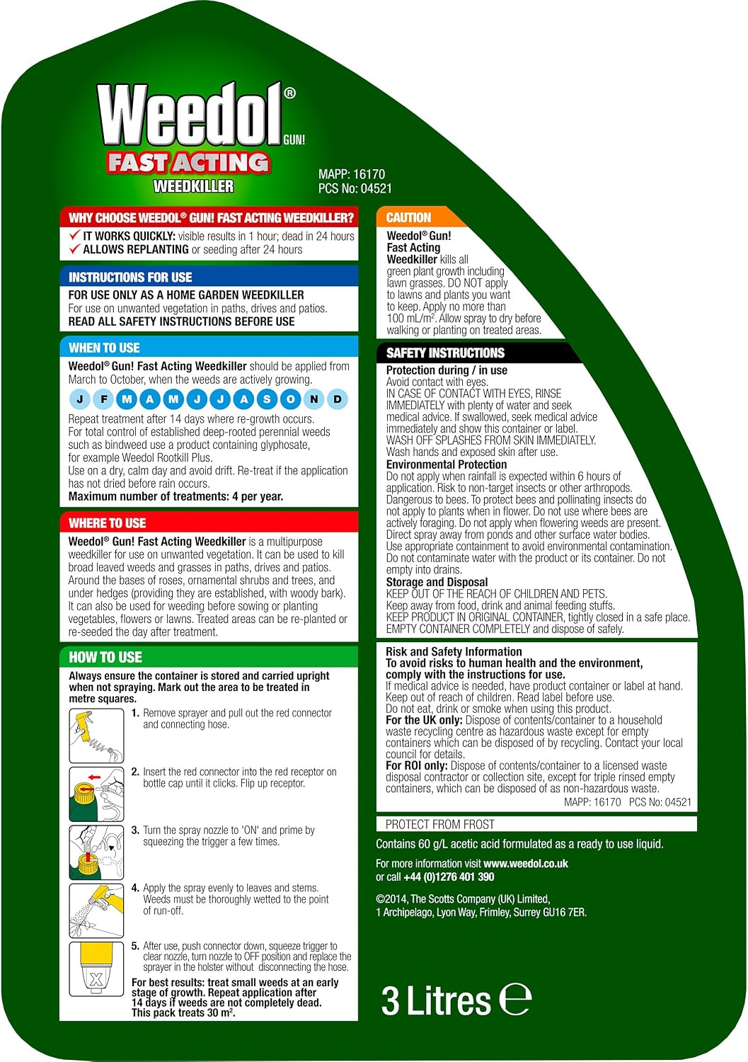 Weedol 019423 Fast Acting Weedkiller, Ready to Use, Manual Spray 3 Litre, Clear - Image 3