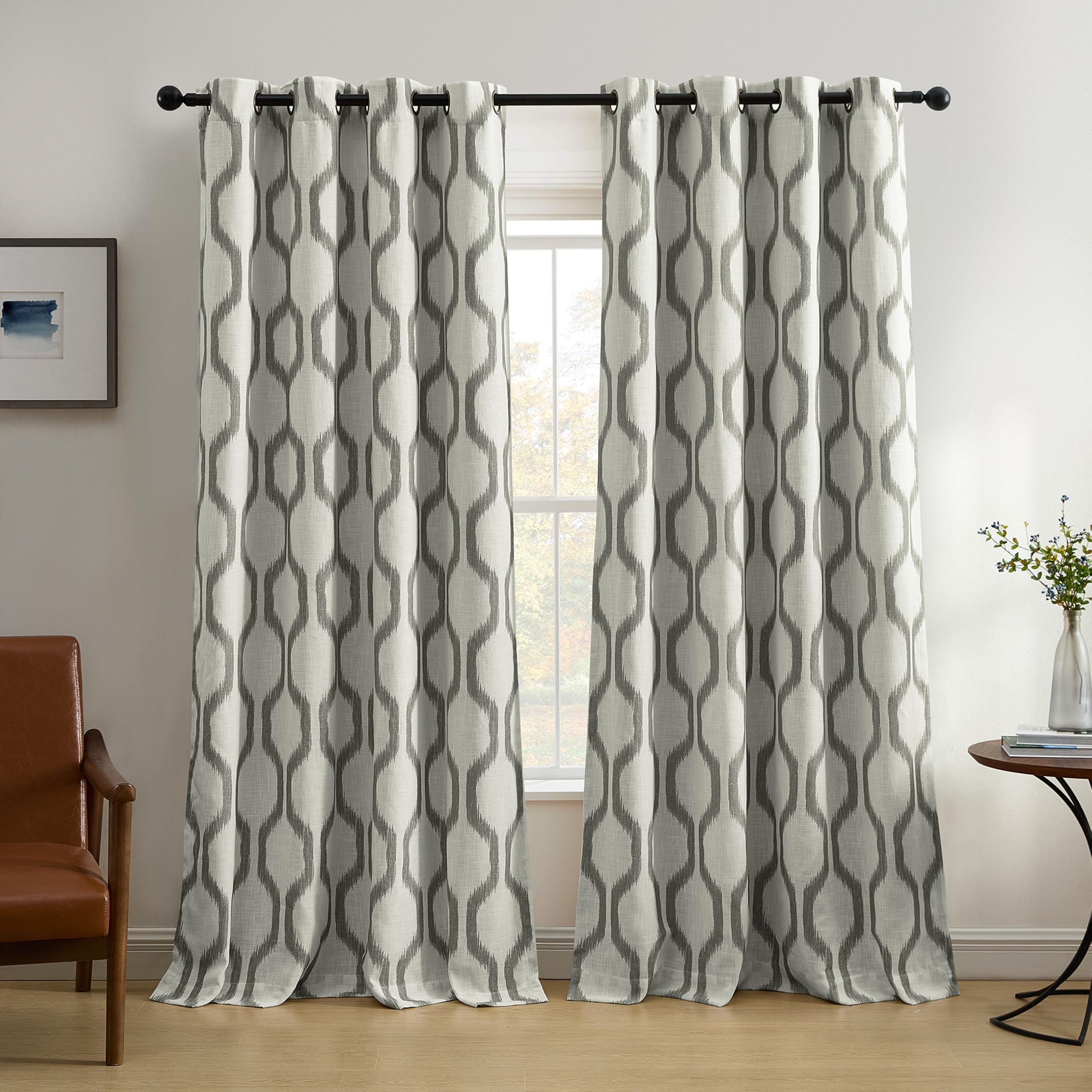 Elrene Home Fashions 26865901269 Blackout Room Darkening Grommet Linen Window Curtain Drape Panel, 52" x 95", Slate Gray, 52" W x 95" L (Pack of 1) — image 1