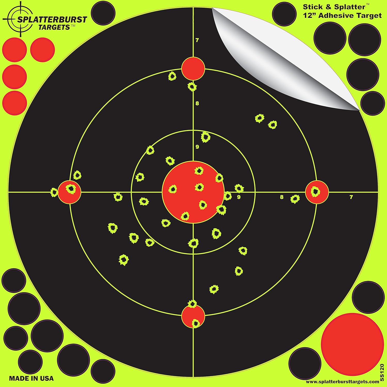 50 Pack - 12" "Stick &amp; Splatter" - Adhesive Splatterburst Target - Instantly See | eBay