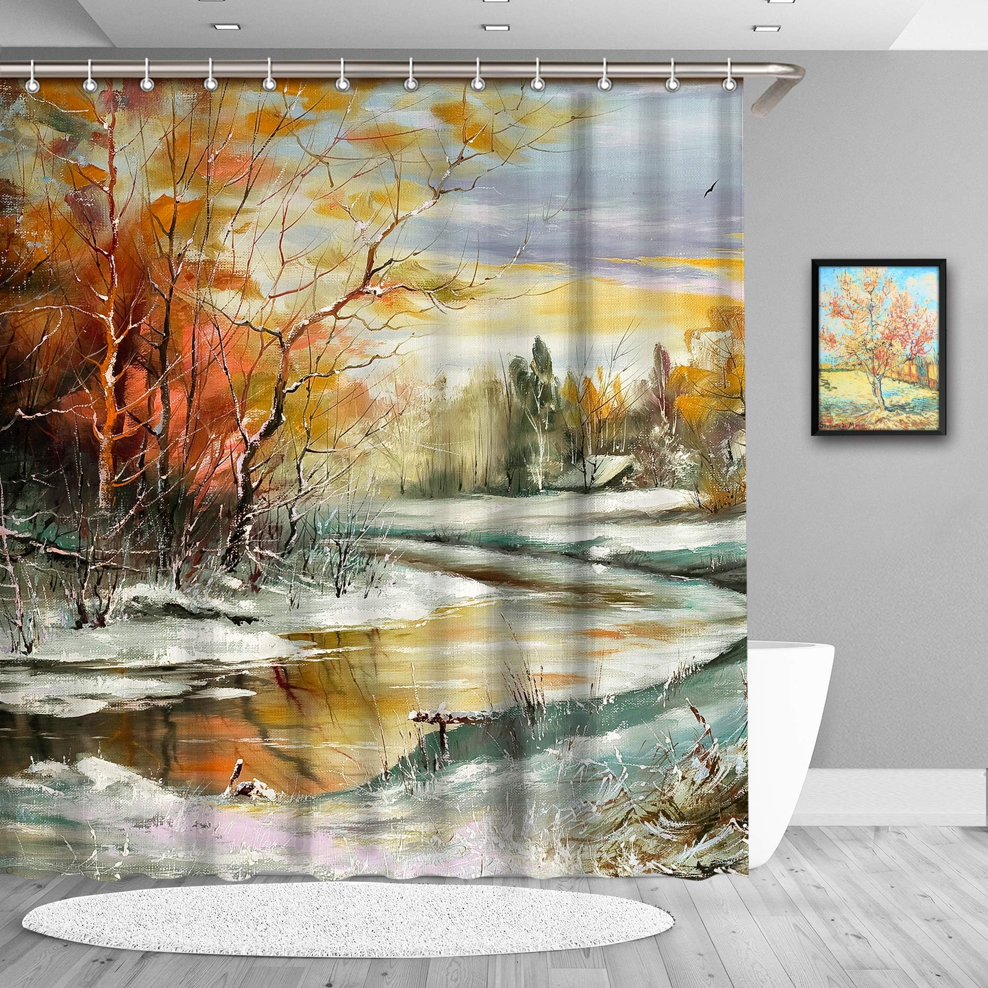 True Holiday Print Shower Curtain, Waterproof Polyester Bathroom opaque Shower Curtain Hooks with 12pcs