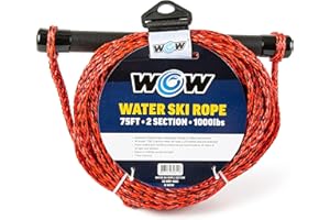 WOW Sports - Water Ski Rope for Wakeboard, Wakesurf, & Water Skiers - 75 ft - UV Treated - W/Floating Handle