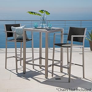 Capral Outdoor Grey Alumnimum Bar Table with Glass Top