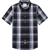 Dubinik® Mens Short Sleeve Button Down Shirts Soft Breathable Summer Vintage Regular Fit Lightweight Men's Casual Shirt