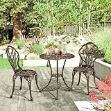 Yaheetech 3 Piece Patio Bistro Set, Round Aluminum Table & 2 Chairs view 3