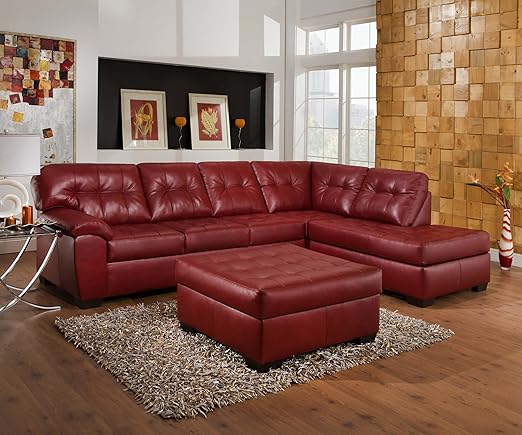 Amazon Com Simmons Cardinal Burgundy Leather Sectional Home