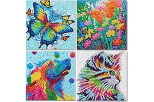 Libfx Diamond Art Kits for Kids 4 PCS Diamond Art for Kids Girls Boys Beginners Arts and Crafts for Kids Ages 8-12 (Flower-Butterfly)