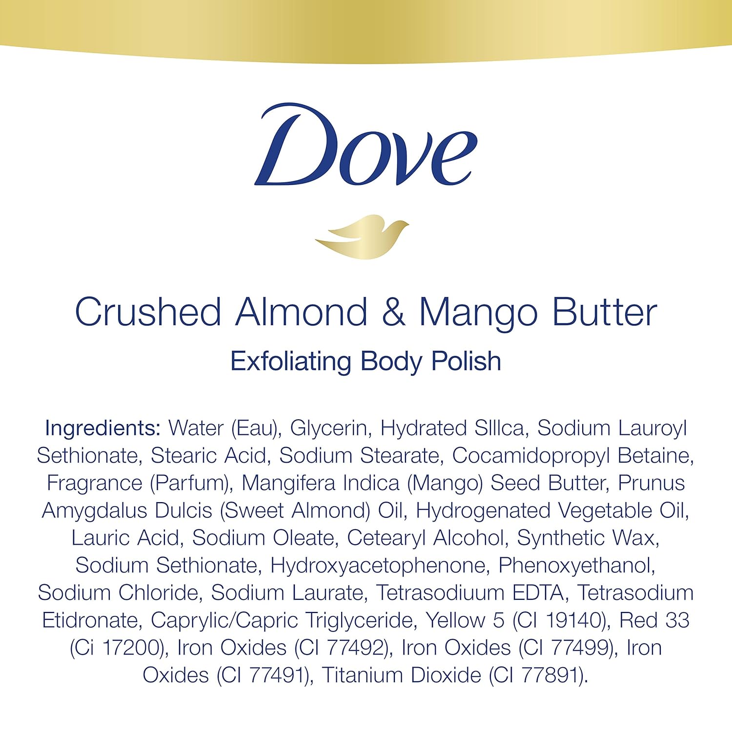 Dove Exfoliating Body Polish Body Scrub Exfoliating Scrub for Dry Skin Crushed Almond and Mango Butter Gently Exfoliates to Reveal Healthy Skin 10.5 oz 4 Count : Beauty