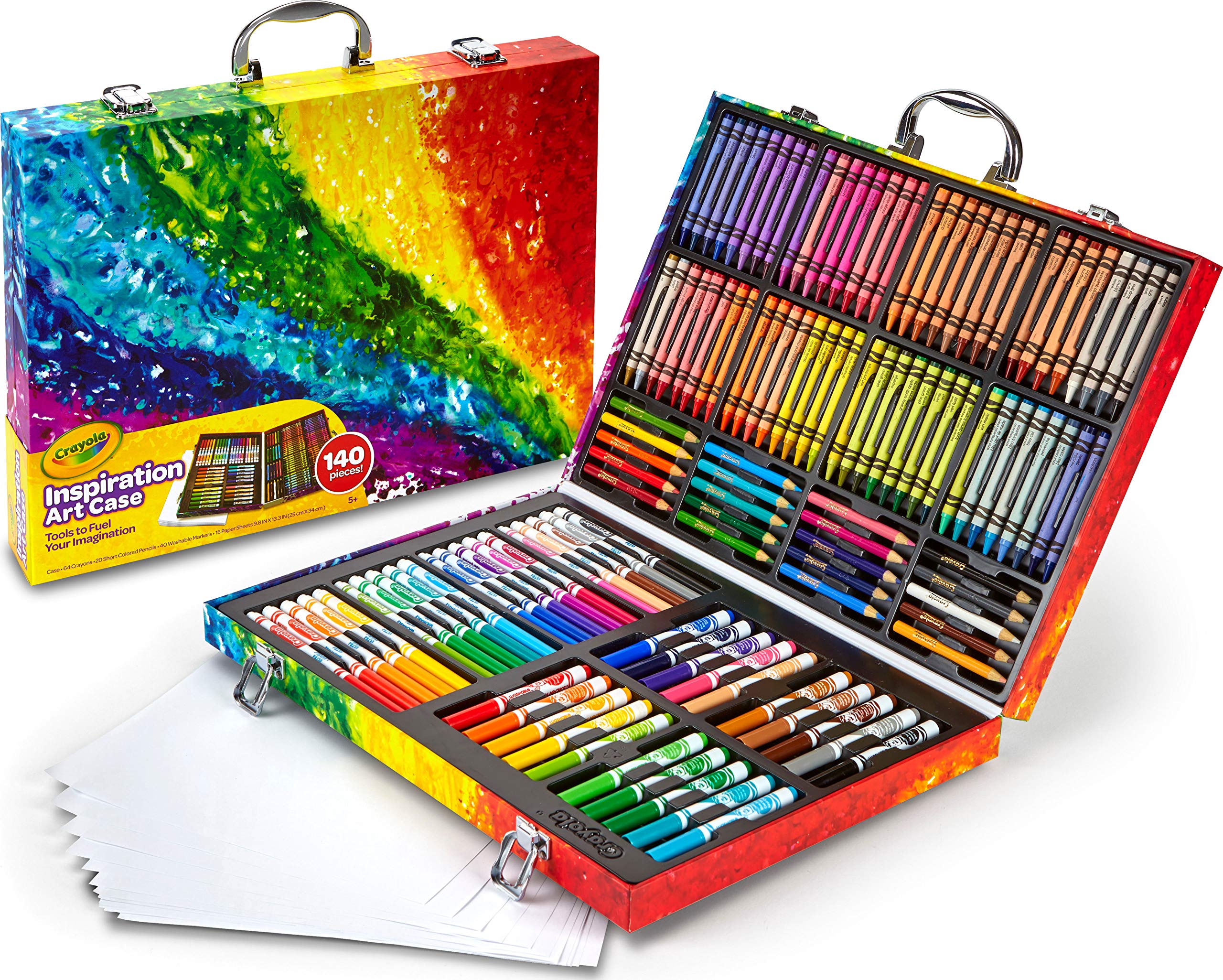 140 Count Art Set Rainbow Art Case Portable Coloring Crayons Pencils