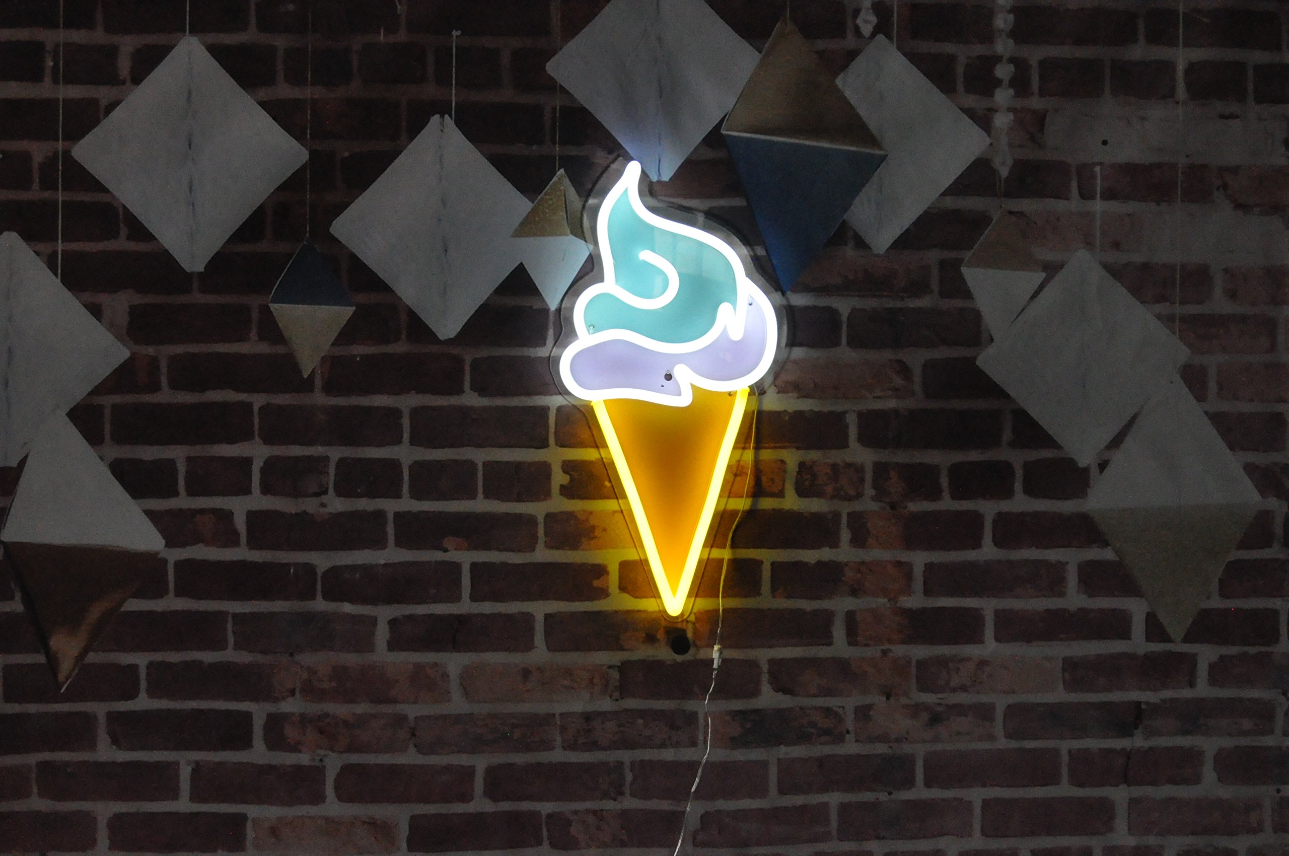 Handmade Ice Cream Neon Signs, LED Neon Light Sign Boards with Remote Control Home Beer Bar Pub Recreation Room Game Lights Windows Garage Wall Signs (Ice Cream Neon Sign)