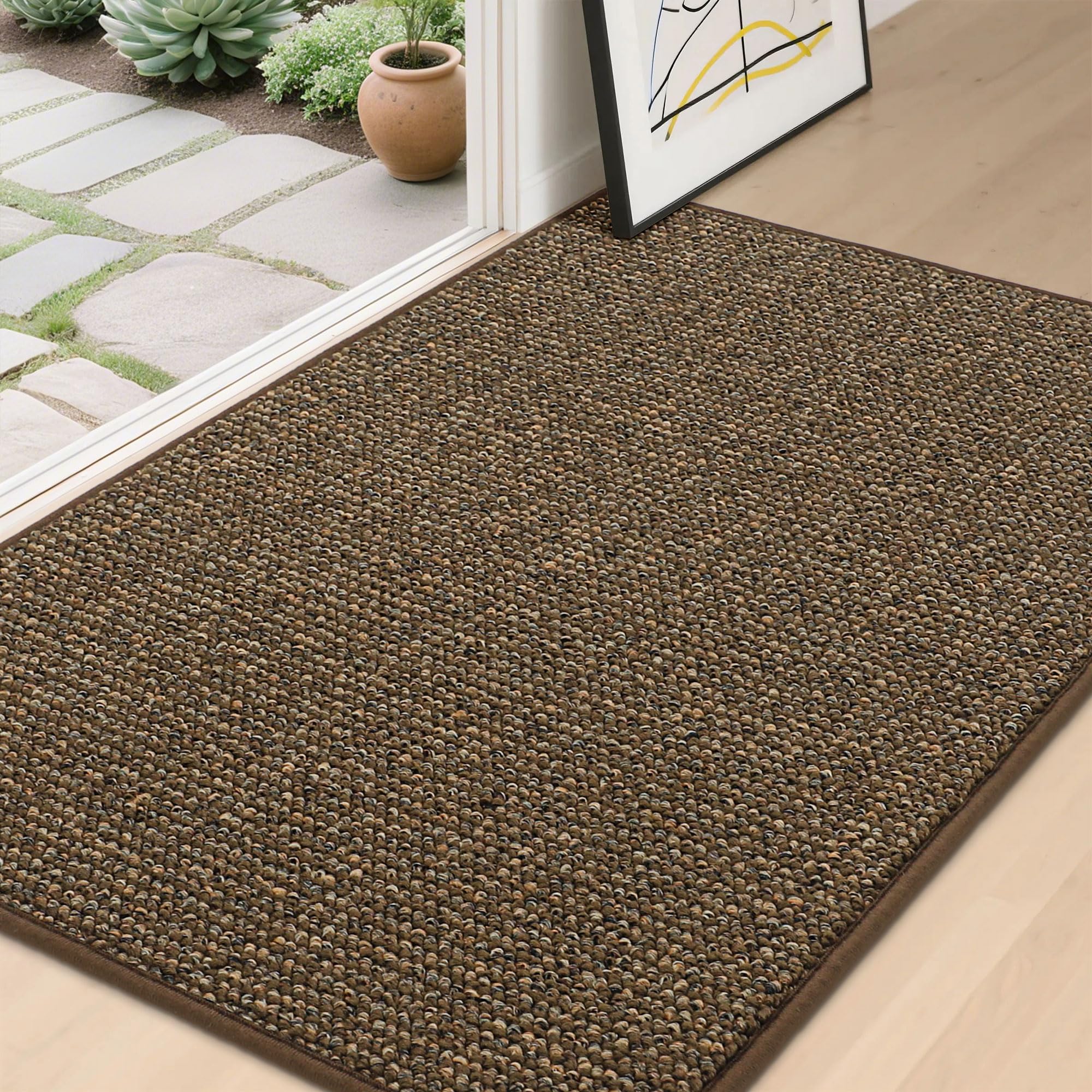 Photo 1 of BEQHAUSE Dirt Trapper Door Mat 32" x 48", Non-Slip Washable Doormats Entrance Mat, Dirt Resistant and Absorbent Welcome Mat, Low Profile Floor Mats for Front Back Door and Entryway, Brown