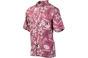 Wes and Willy Mens College Sports Fan Shirt Hawaiian-Vintage Floral Short Sleeve Button Down