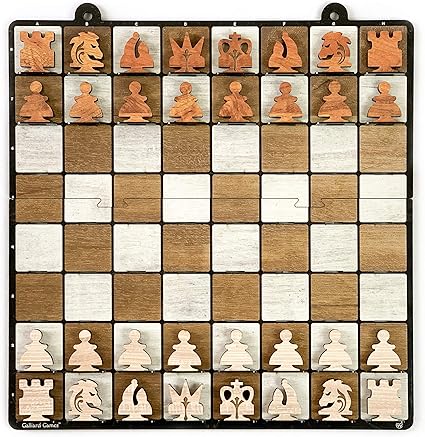 Galliard Games Wall Chess Wooden Textured Custom Wall Chessmen (18 inch Board) (Cedar Brown)