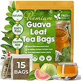 FreshDrinkUS, Premium Leaf Tea Bags Powder, 100% Natural & Pure. Herbal Tea. No Sugar, No Caffeine, No Gluten, Vegan. (15 Bags Guava Leaves)
