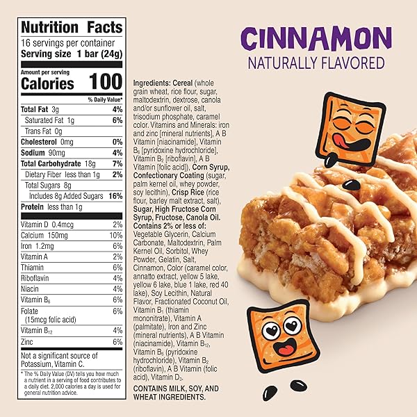 CINNAMON TOAST CRUNCH CEREAL TREAT BARS, SNACK BARS, VALUE PACK, 16 CT, 13.6 OZ