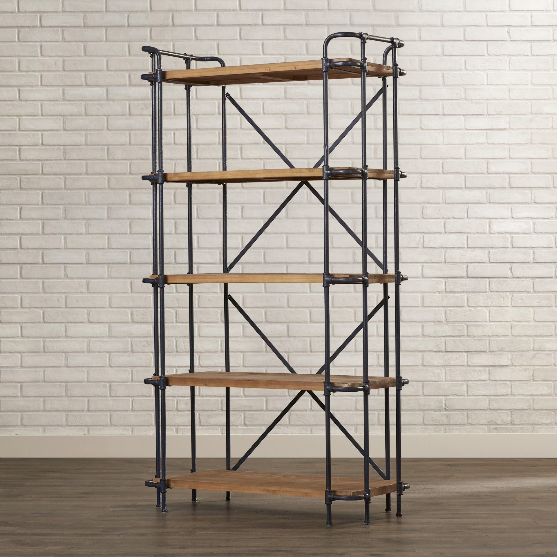 Trent Austin Design 67" Etagere Antique Bookcase with 5 Shelves Industrial and Modern Bookcase