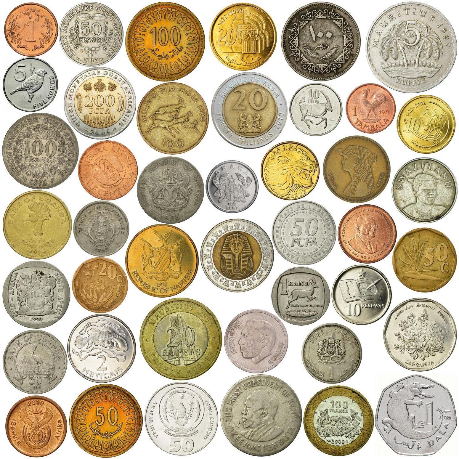30 Different Coins from Africa - Unique Coin Collection - Exotic African Wildlife - Animals and Flowers - Historical Leaders - Authentic Collectible Set