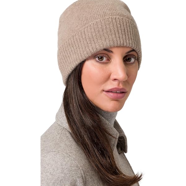 Style Republic Women's 100% Cashmere Ribbed Beanie - Ultra Soft, Stretchy, Warm Winter Slouch Hat - View #7