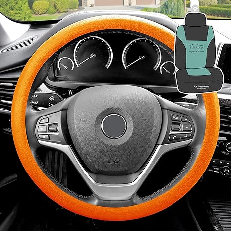 Amazon Fh Group Fh3001 ハンドルカバー シリコン W Nibs Pattern マッサージグリップ ほとんどの車 トラック Suv バンに対応 オレンジ Fh3001orange Amz ステアリング ハンドル 車 バイク