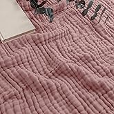 Comfy Cubs Muslin Blanket for Adults Queen 90" x 90" - 6 Layer Soft, Breathable & Lightweight Muslin Adult Blanket - Machine Washable & Designed in The US Bedding for All Seasons - Mauve