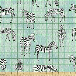 Ambesonne Zebra Fabric by The Yard, Striped Endemic