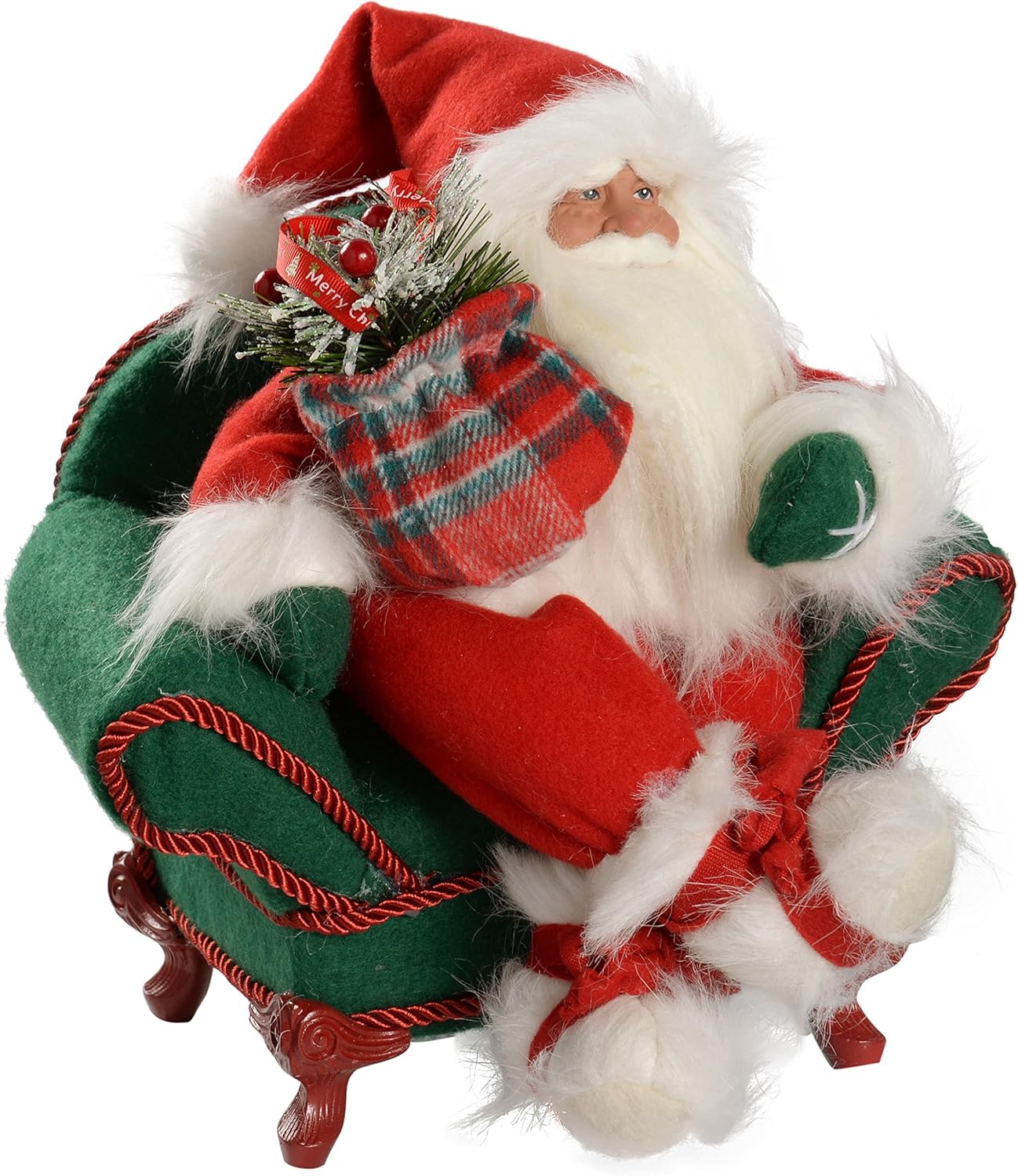 WeRChristmas Traditional Santa in Armchair Christmas Decoration, 30 cm