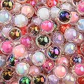 BERMRO 16mm Acrylic Bead 100pcs Transpanent Focal Bead Chunk Bubblegum Beads for DIY Crafting Necklace Bracelet Jewelry Making Keychain (transpanent-Color)
