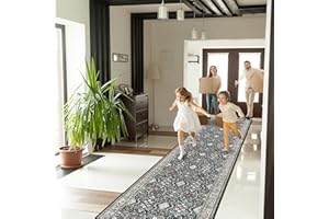 HY HAO YUN LAI 2x12 Non Slip Runners for Hallways: Washable Long Ultra Soft Kitchen Rug Vintage Floor Mat for Living Room Bedroom Accent Farmhouse Door Mat for College Dorm Stain Resistant Area Rug (Black, 2x12)