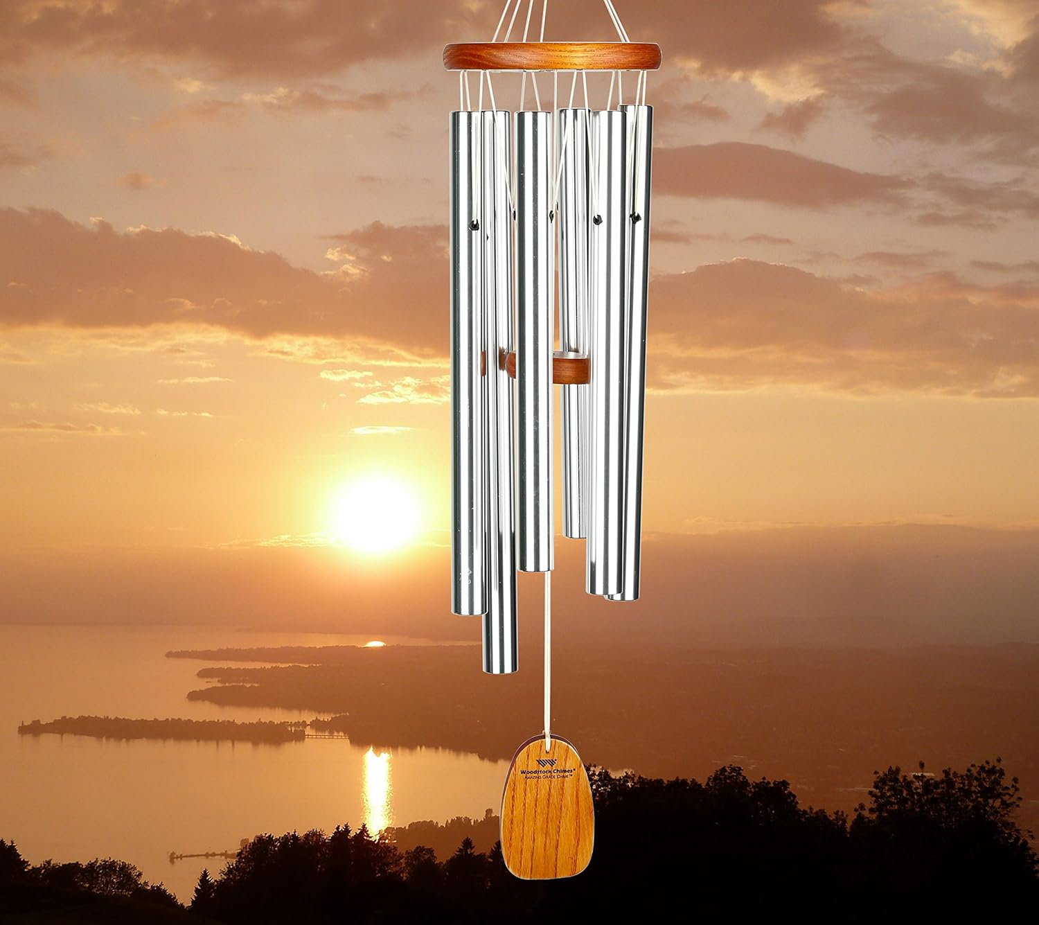 Woodstock Chimes - The Original Guaranteed Musically Tuned Amazing Grace Chime, Medium, Silver : Wind Bells : Garden & Outdoor
