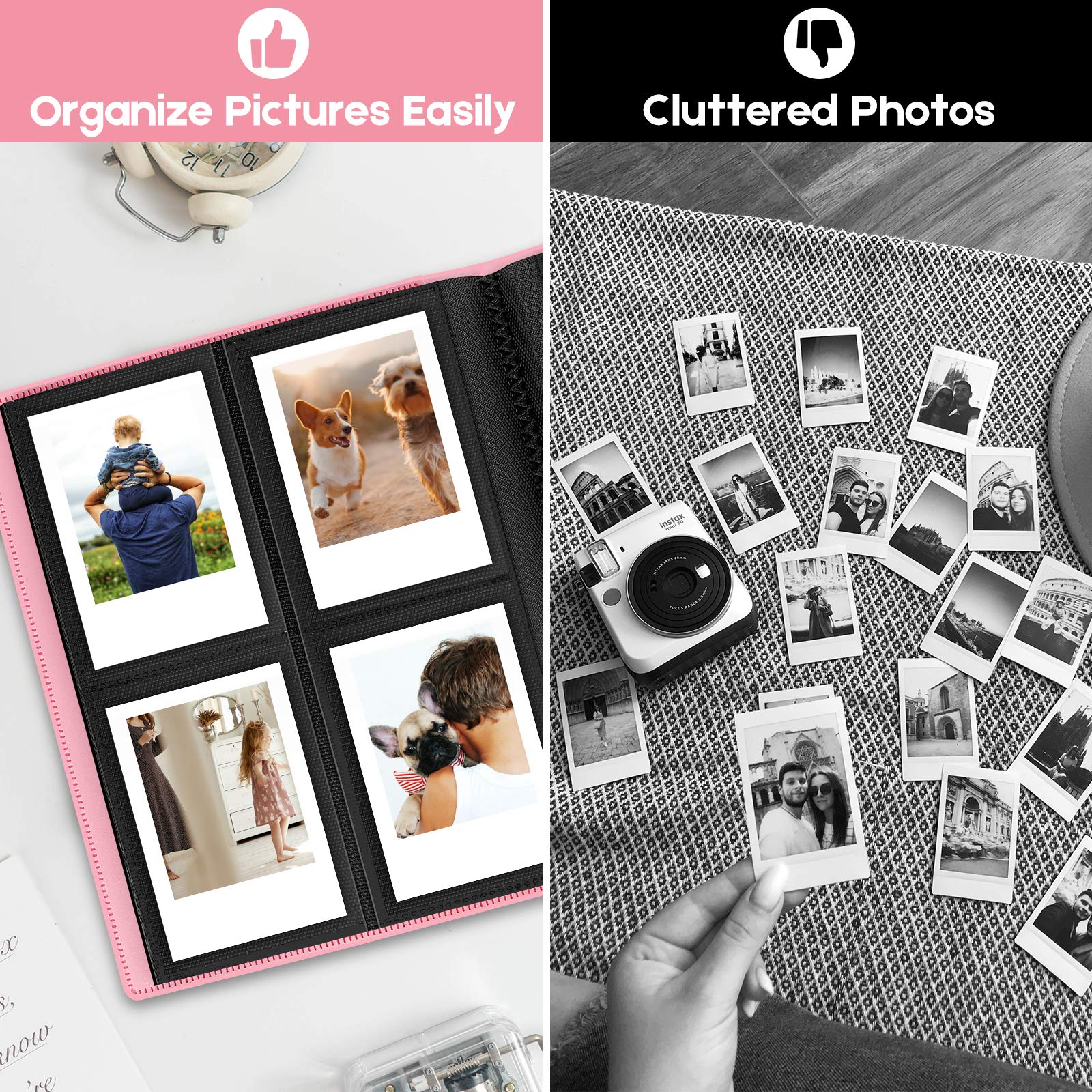 Ablus 160 Pockets Mini Photo Album for Fujifilm Instax Mini Camera, Polaroid Snap, Z2300, SocialMatic Instant Cameras & Zip Instant Printer (160 pockets, Pink)