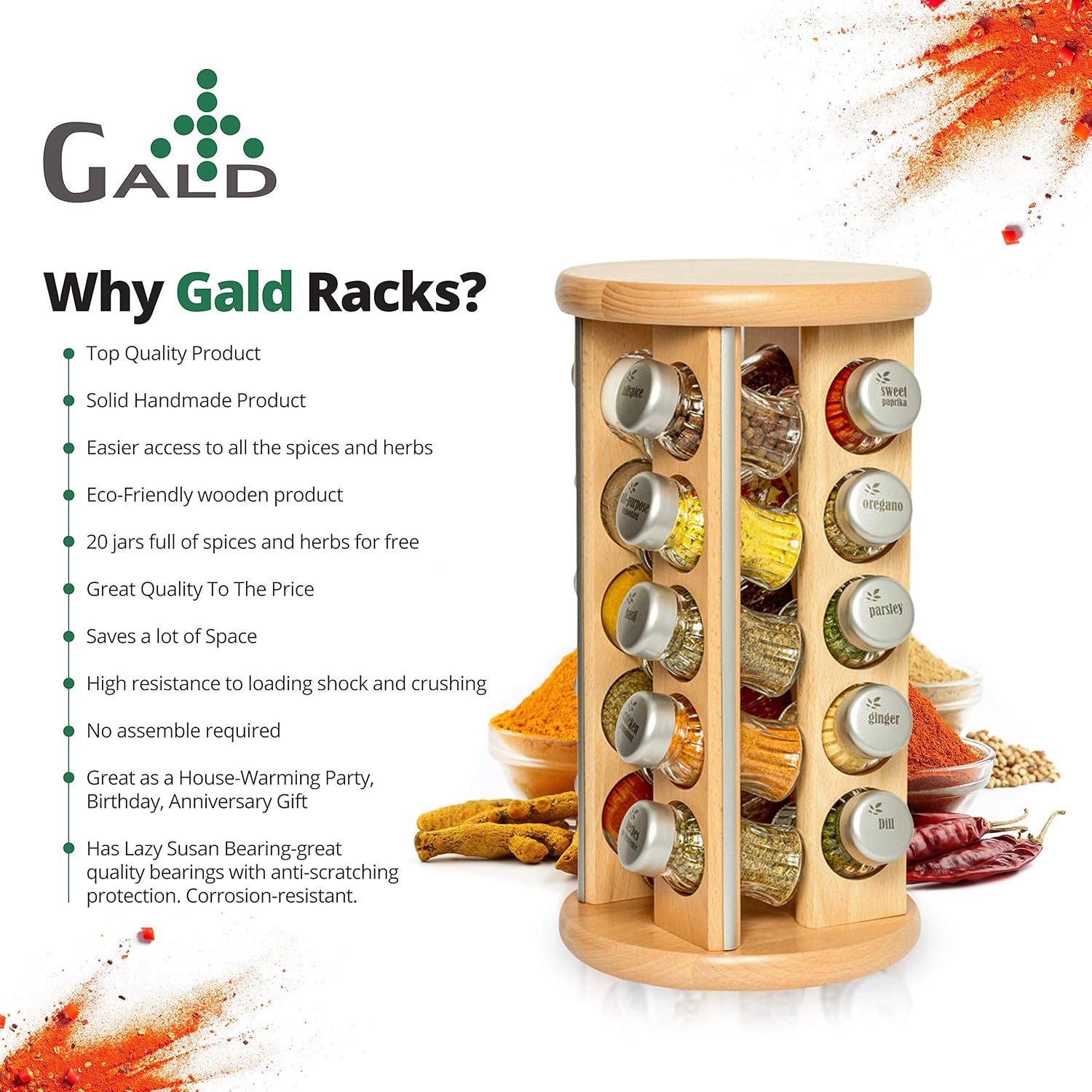 12,16,20 Jars Spice Racks with Spices Included Modern Saving Space