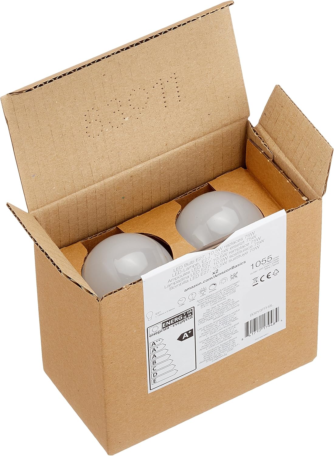 Amazon Basics LED E27 Edison Screw Bulb, 10.5W (Equivalent to 75W), CRI80, Warm White, Dimmable - Pack of 2 - Image 4