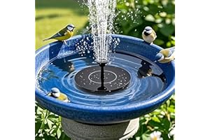 Solar Fountain Pump 6 Nozzles 4.3x4.3 Inch Floating Design 3-Second Auto-Start for Bird Baths Small Ponds Garden Decor, Black
