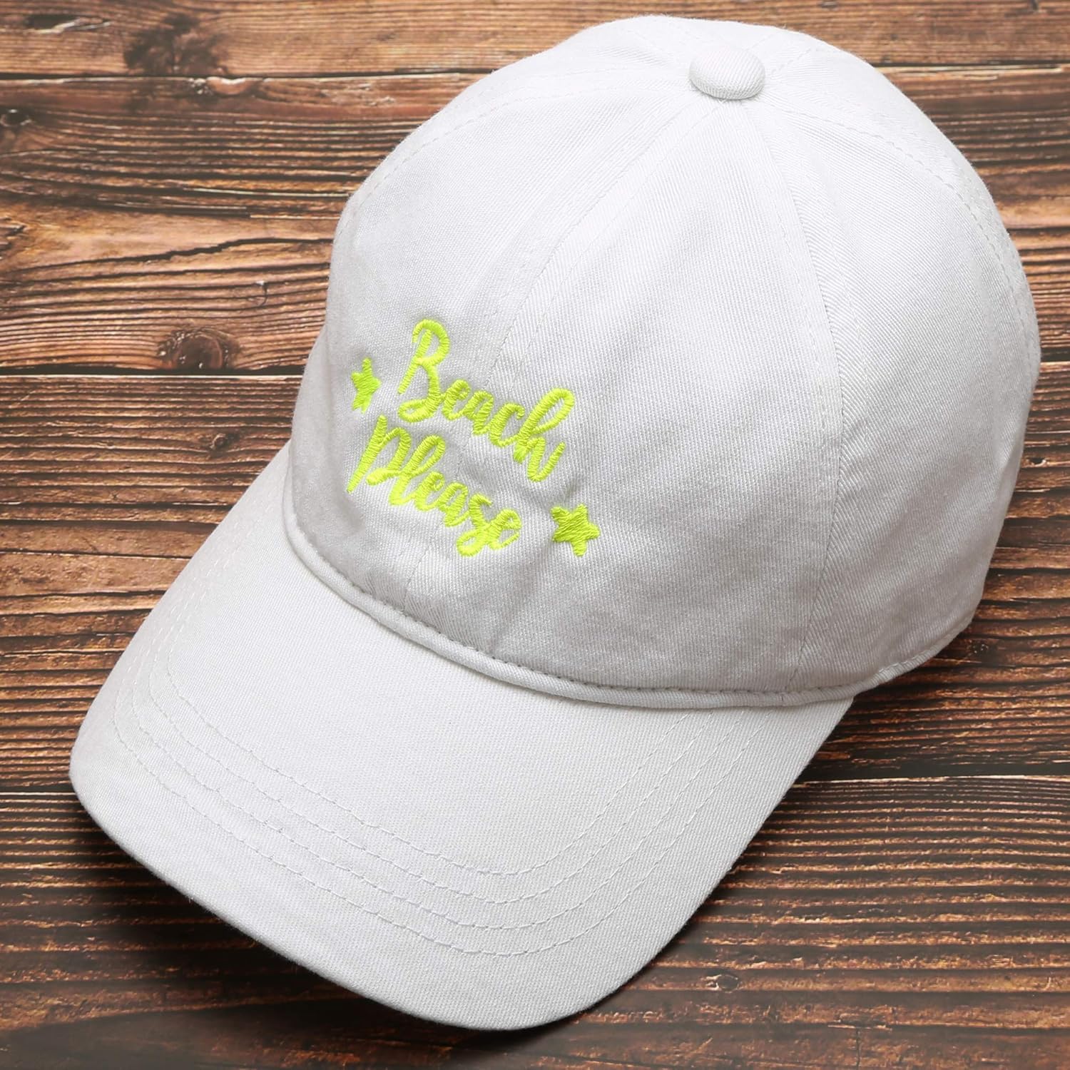 MIRMARU Baseball Dad Hat Vintage Washed Cotton Low Profile Embroidered Adjustable Baseball Caps (Beach Please - Neon Yellow) at  Women’s Clothing store