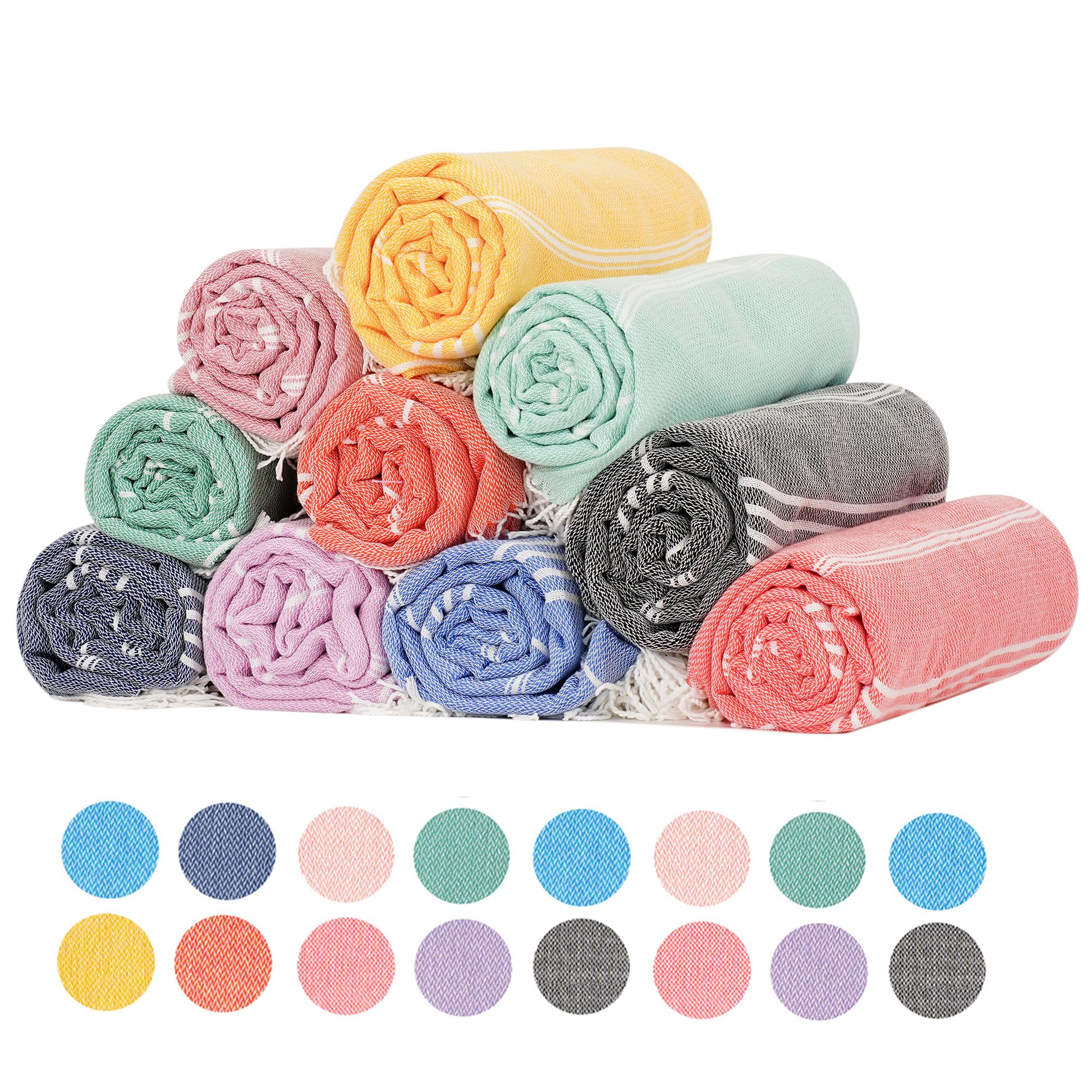 6 Packs Turkish Beach Towels Set Adult Pool Swim Towel Bulk Yoga Blanket Oversized Sand Free Quick Dry Lightweight Extra Large Sandproof Fast Drying Travel Towels Camping Blanket Vacation Must Haves Image