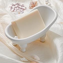 1piece 5.6" White Ceramic Mini Bathtub Soap Dish
