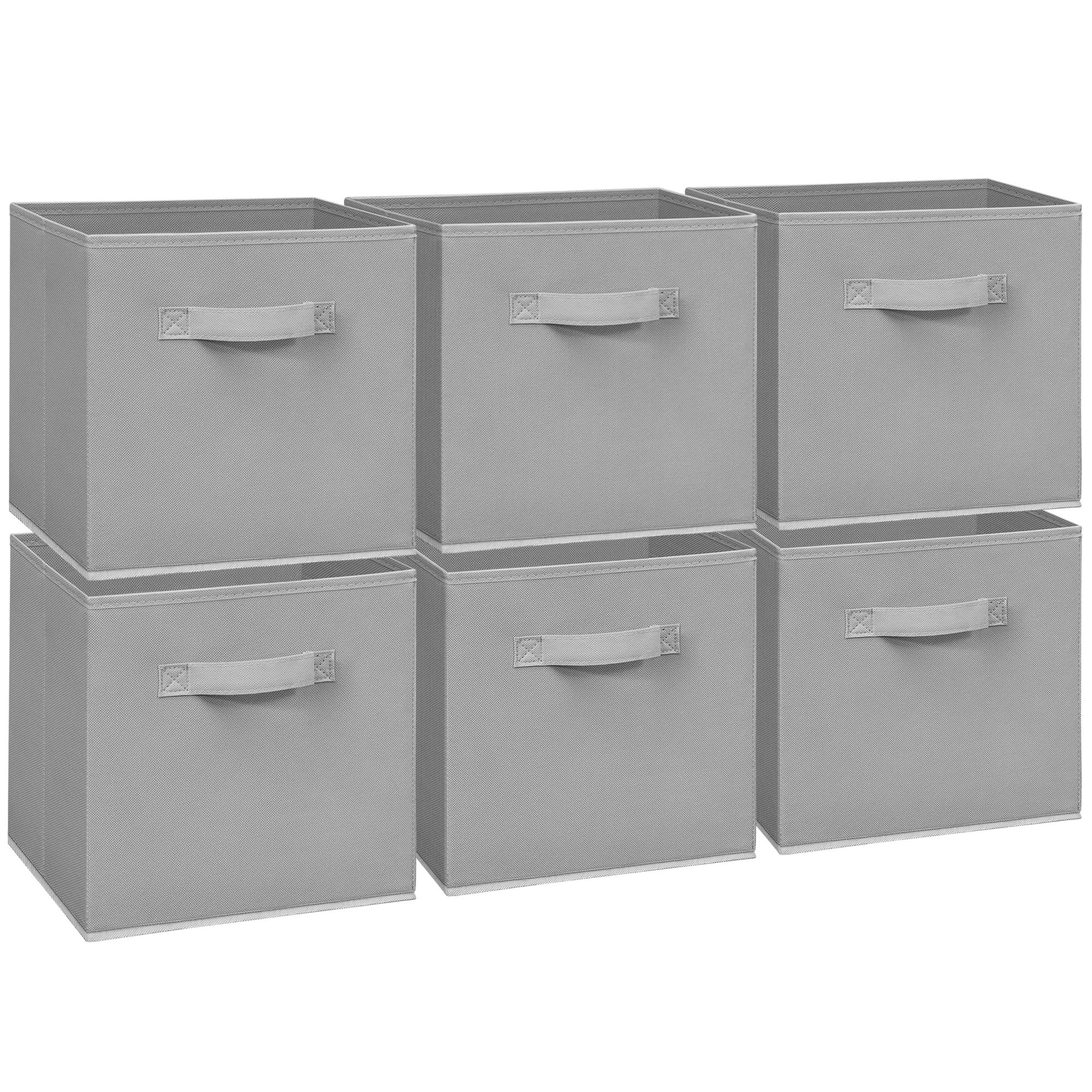 Photo 1 of STORAGEIDEAS 11 Inch Fabric Storage Cubes, Sturdy Foldable Storage Bins, Heavy Duty Cube Organizer for Clothes, Blankets, Shelves, Closets, Bedroom, Living Room, Gray, 6 Pack