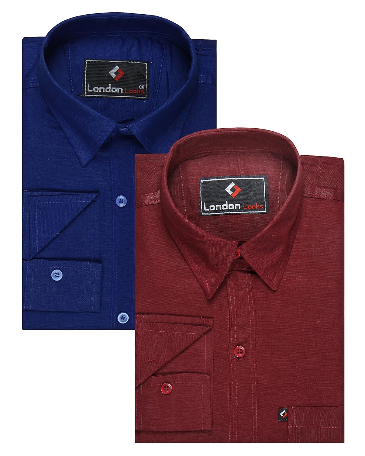 london looks men's cotton formal shirts multicolour - pack of 2