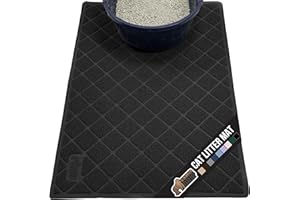 GORILLA GRIP Cat Litter Box Mat, 35x23, Water Resistant, US Designed Kitty Litter Trapping Mats, Easy to Clean, Scatter Control, Less Mess and Clean Floors, Kitten Supplies for Indoor Cats, Black
