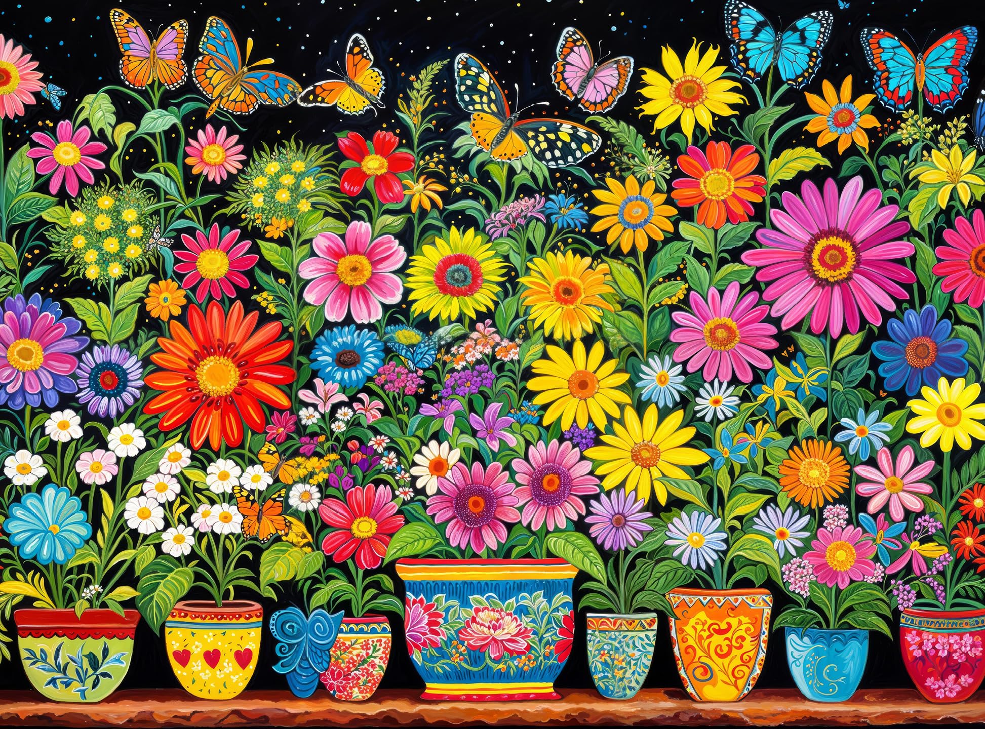 Photo 1 of Cross & Glory - Floral Fantasia: A Butterfly's Haven - 1000 Piece Jigsaw Puzzle for Adults | Glare-Free | Colorful Garden and Butterfly Scene | Flower Puzzle