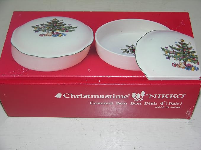 Nikko Christmastime Covered Bon Bon Dish Set of 2 Candy
