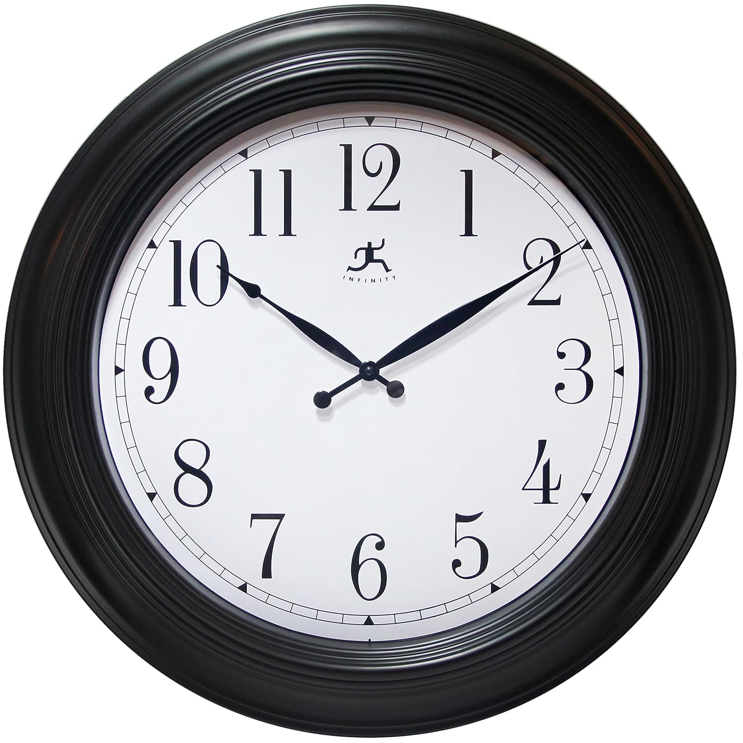 Infinity Instruments 24 Inch Traditional Black Wall Clock