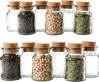 MamboCat 12er Set Gewürzgläser | Füllmenge 150 ml | Wiederverwendbare Glasdose + Korkverschluss | hochwertiges rundes Glas | Aufbewahrung von Tee Kräutern Gewürzen